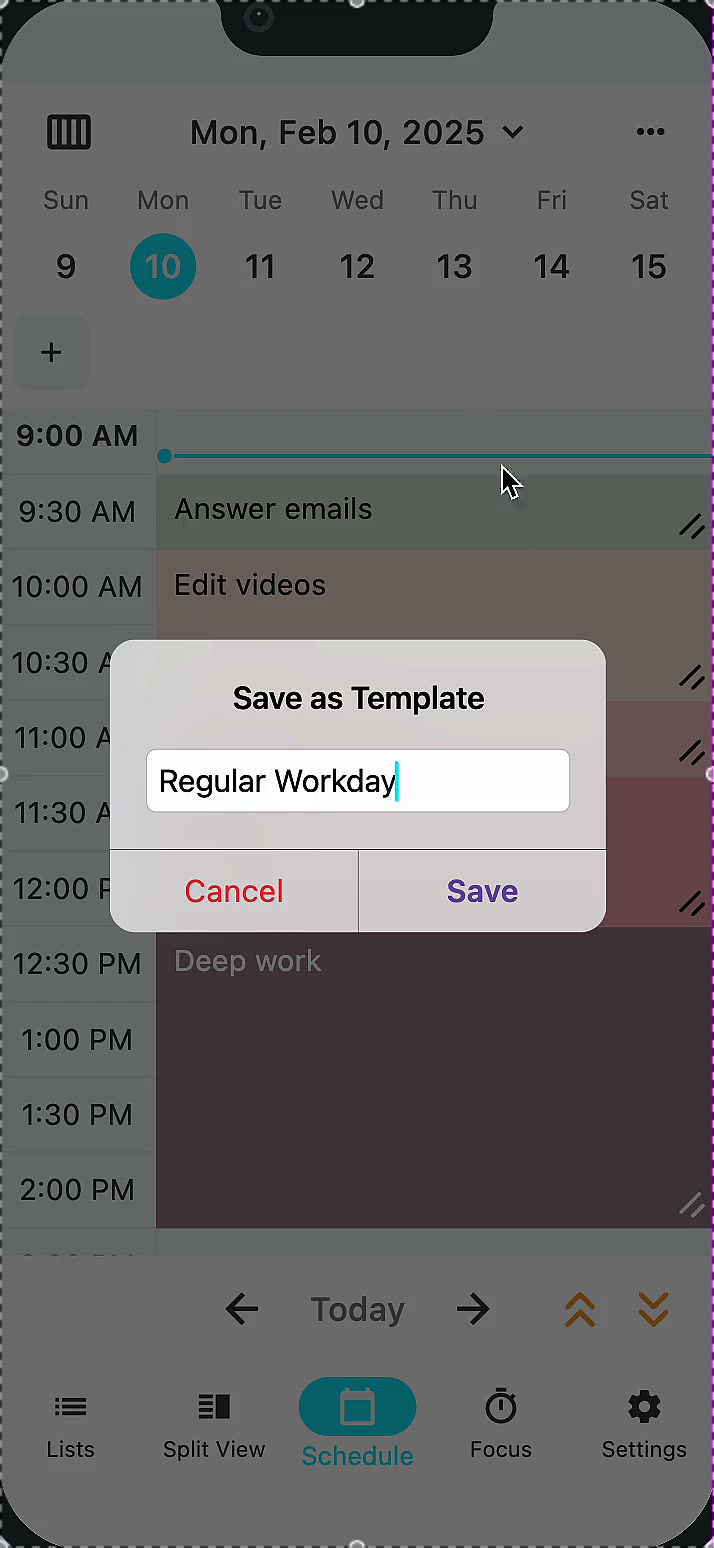 Schedule templates in TimeFinder