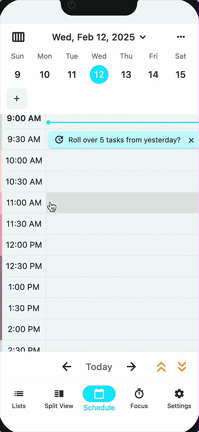 Task rollover in TimeFinder